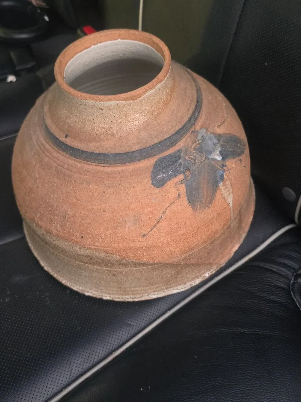 Handmade Japanese vintage studio potter vase with handmade designed - Picture 5 of 8